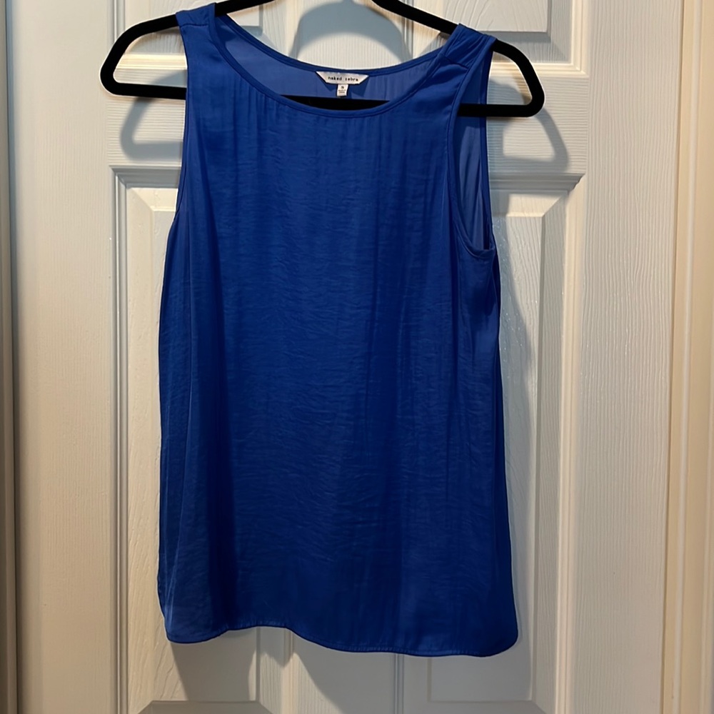 Blue Naked Zebra silk-like tank size S